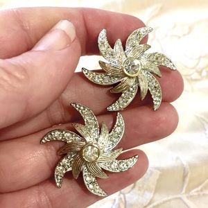 Vtg Sarah Coventry rhinestone clip earrings 1950’s